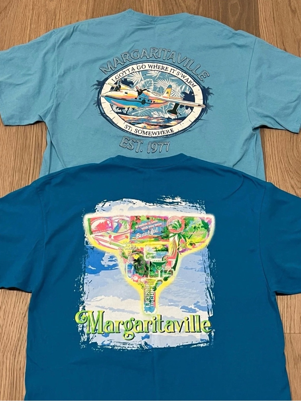 XL Mens MARGARITAVILLE Tee Shirt Top 2-Sided Jimmy Buffett Lot 2 Blue KEY WEST